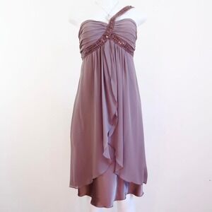 le chateau sequin asymmetrical dress mauve taupe y2k indie
